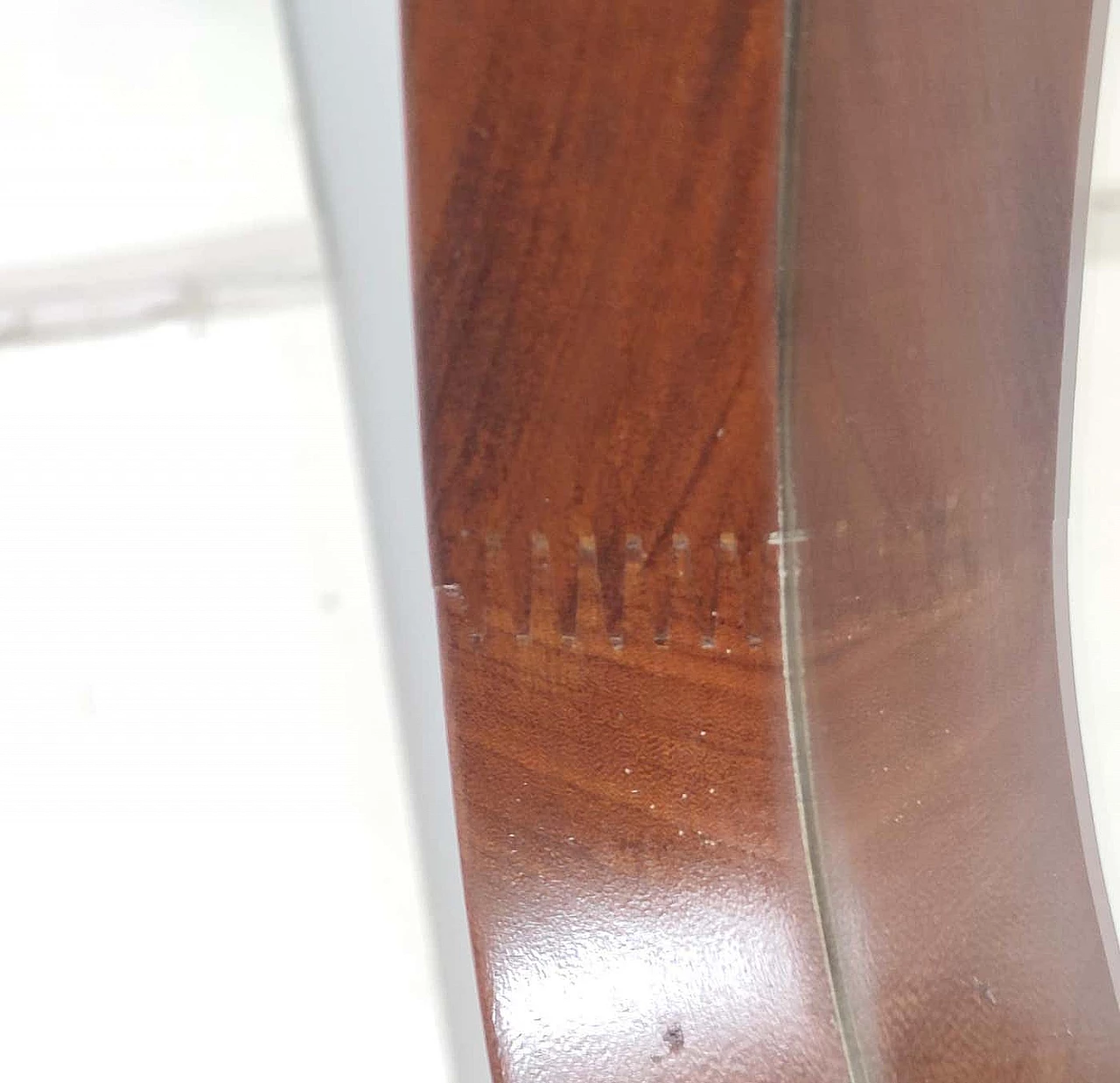 Specchio da parete ovale con cornice in faggio ebanizzato e corda in nylon, anni '50 3