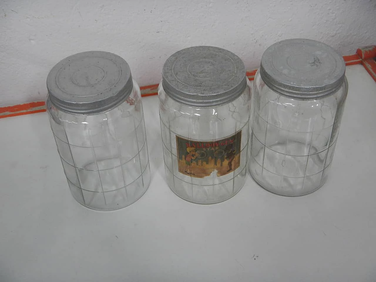 3 Glass candy jars, 1970s 1