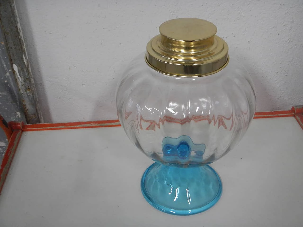 Glass vase with riser, 1970s 1