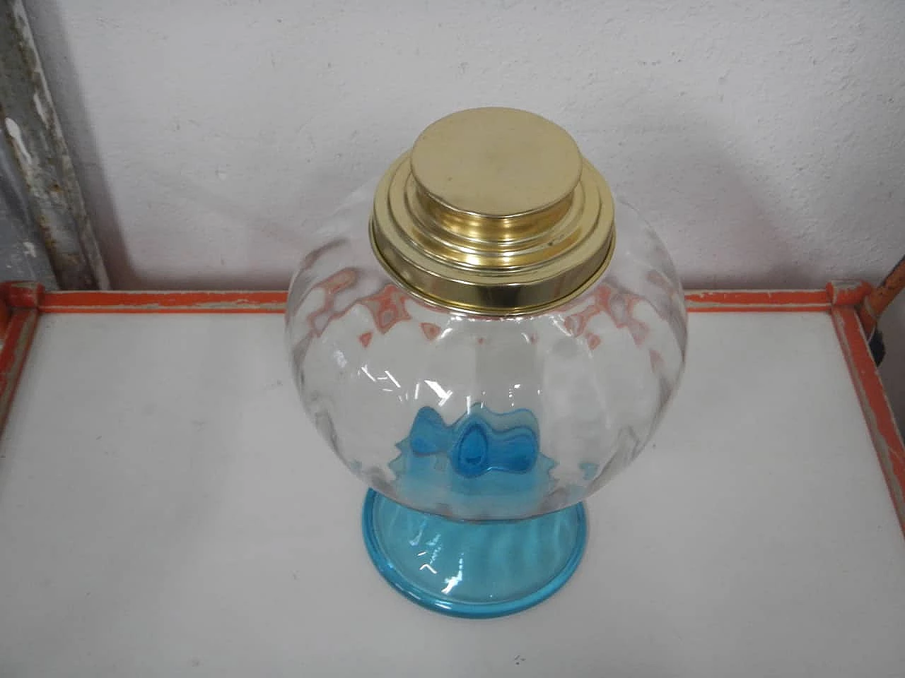 Glass vase with riser, 1970s 2