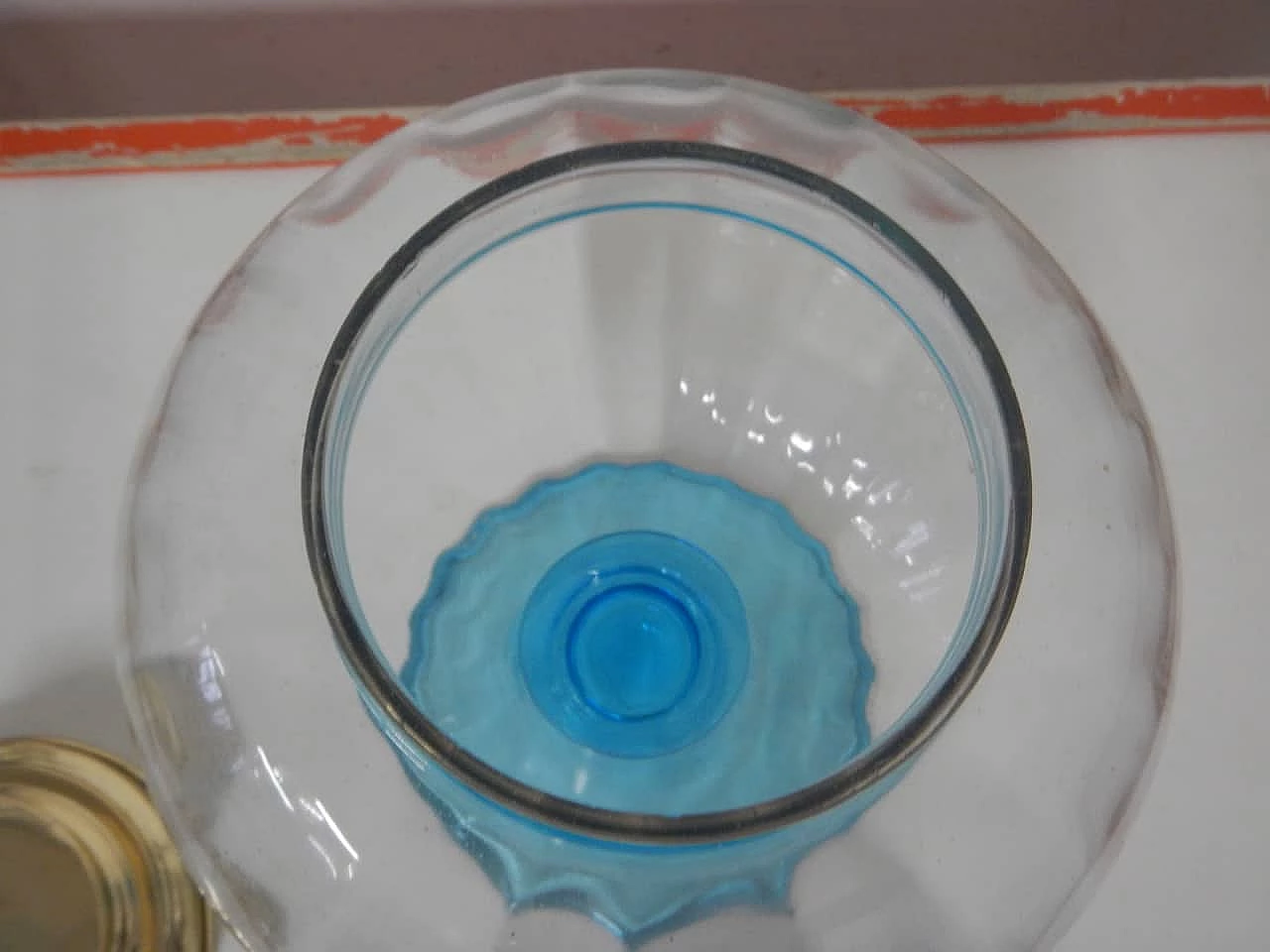 Glass vase with riser, 1970s 4