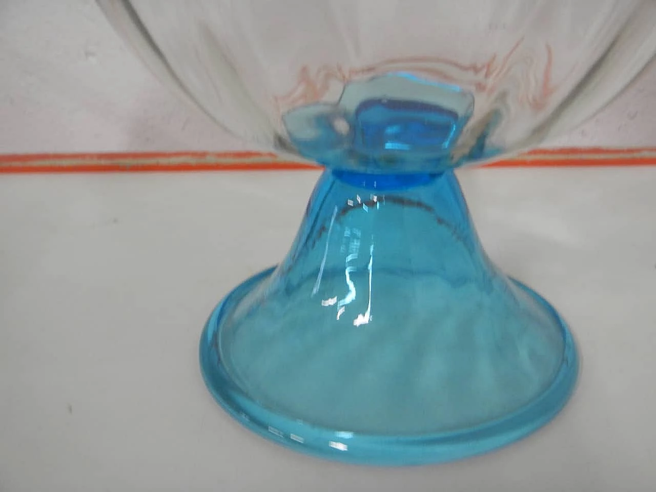 Glass vase with riser, 1970s 5