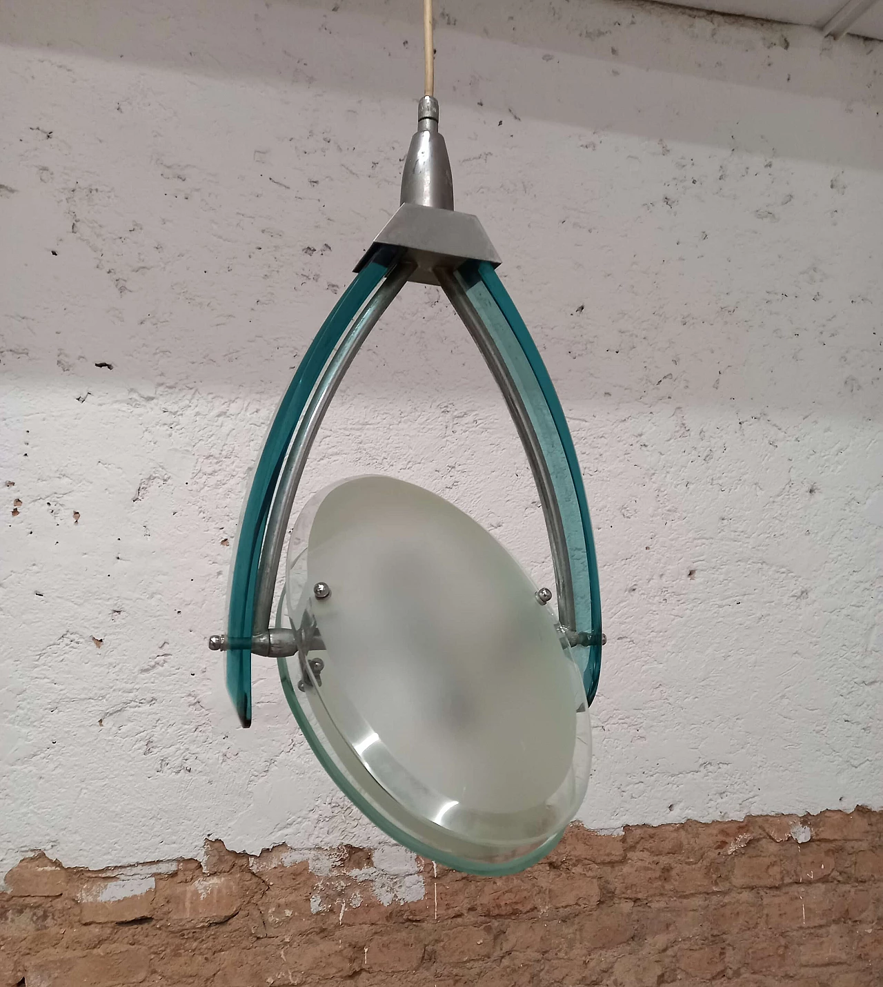 Lampadario in cristallo con vetri basculanti nello stile di Max Ingrand, anni '60 3