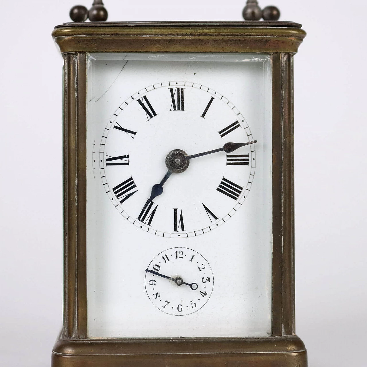 Bronze travel clock with case, late 19th century 5
