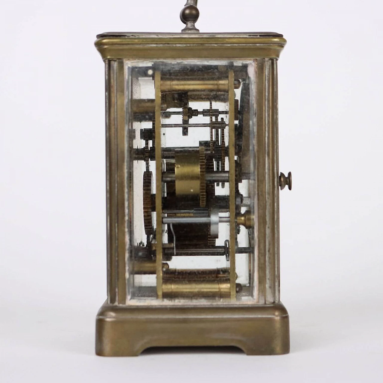 Bronze travel clock with case, late 19th century 6