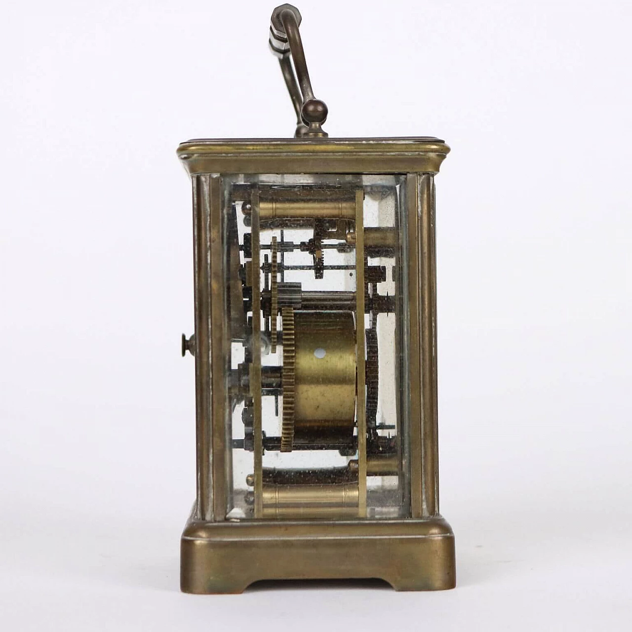 Bronze travel clock with case, late 19th century 8