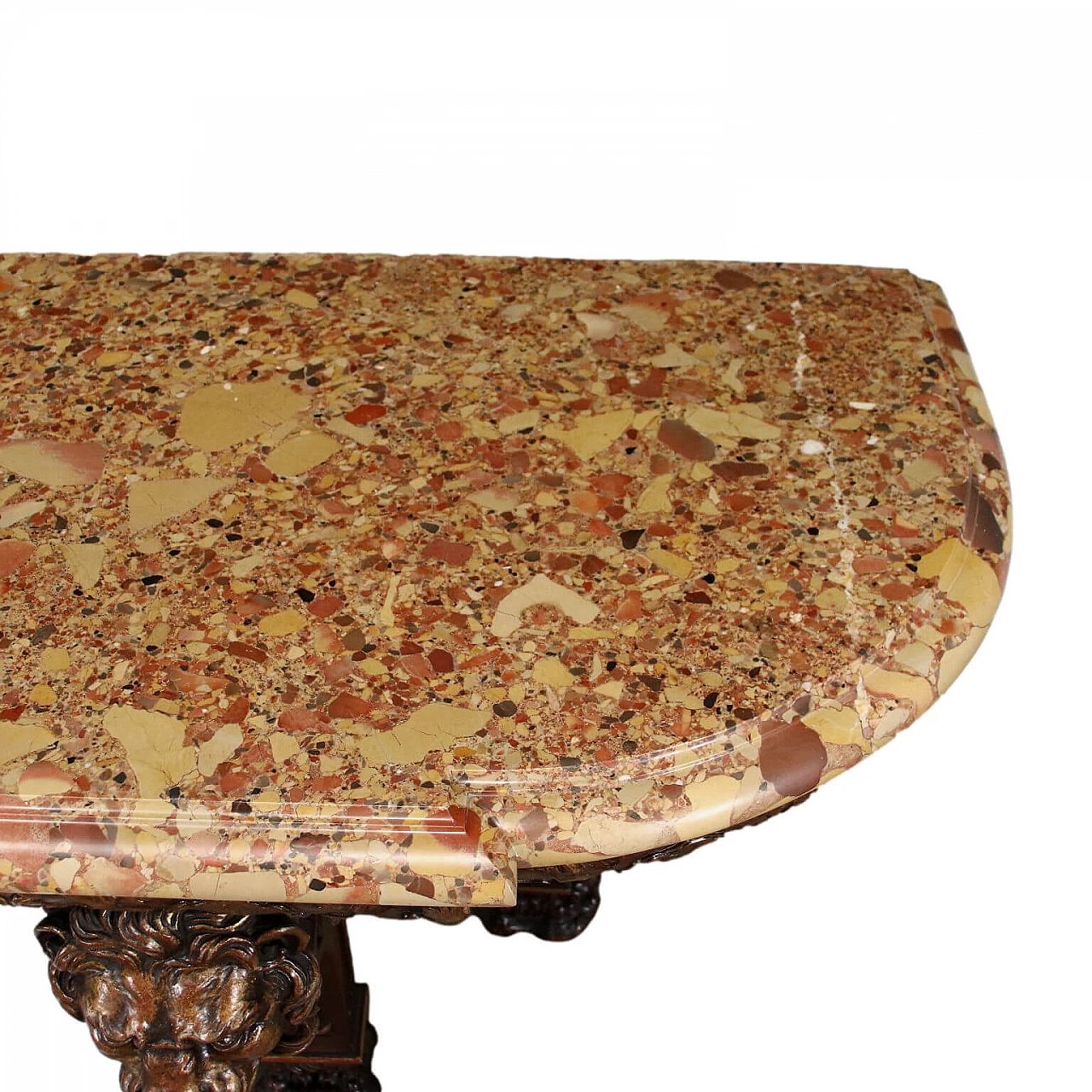 Neoclassical oak console table with breccia top, 19th century 6
