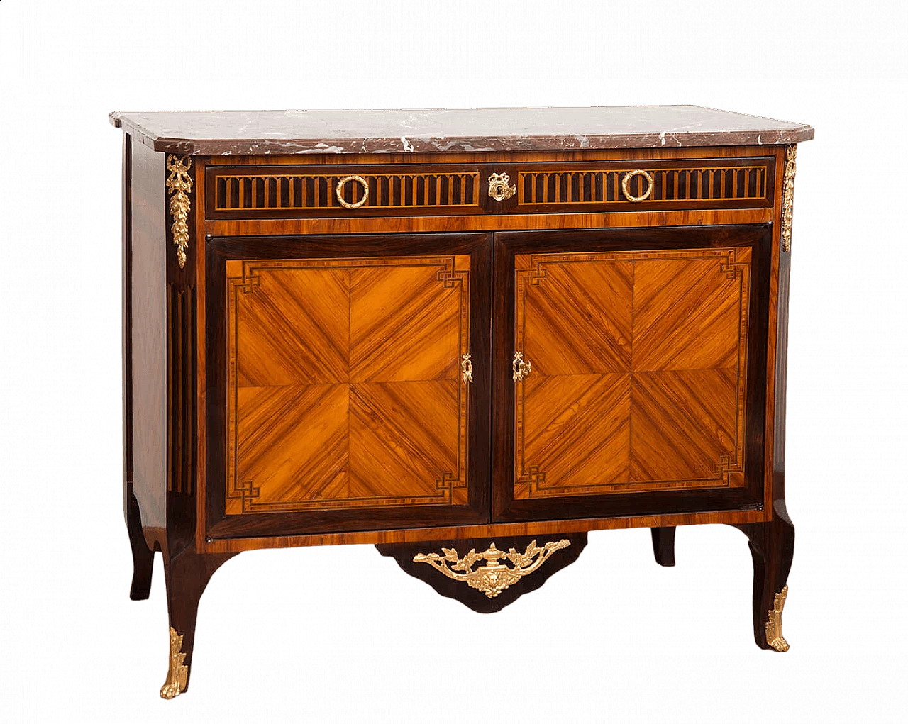 Napoleon III sideboard in exotic wood with red marble top France, 19th century 7