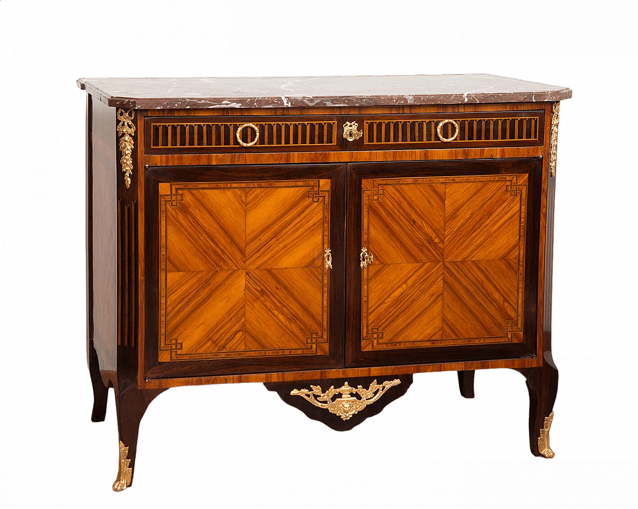 Credenza Napoleone III in legno esotico pregiato con piano in marmo rosso Francia, '800 7