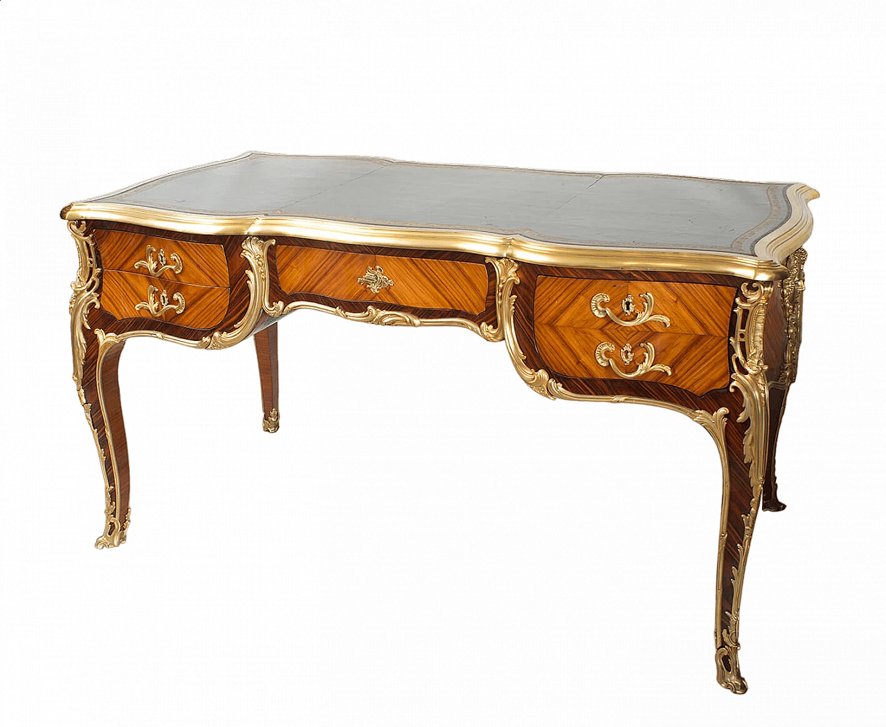 Napoleon III exotic wood desk with gilded bronze grafts, 19th century 8