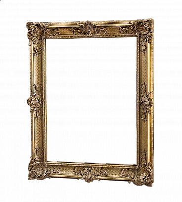 Specchiera Napoleone III in legno dorato e intagliato, '800