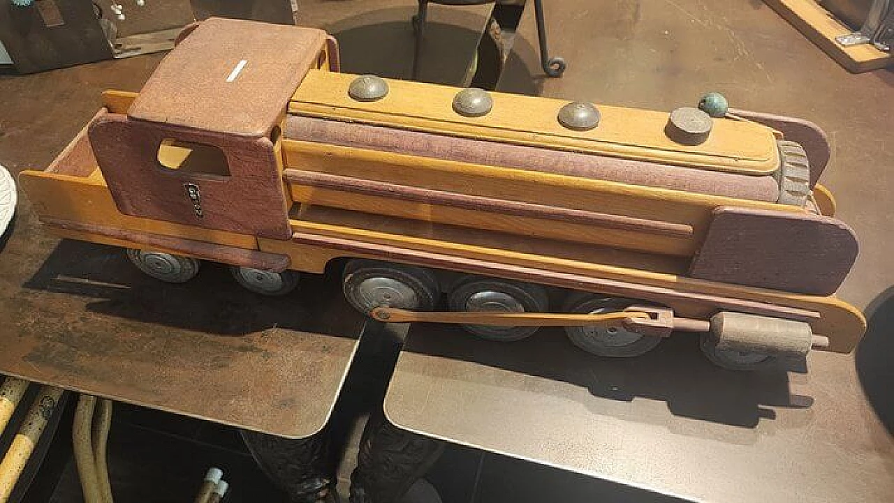 Wooden toy train by Dejou, 1950s 1