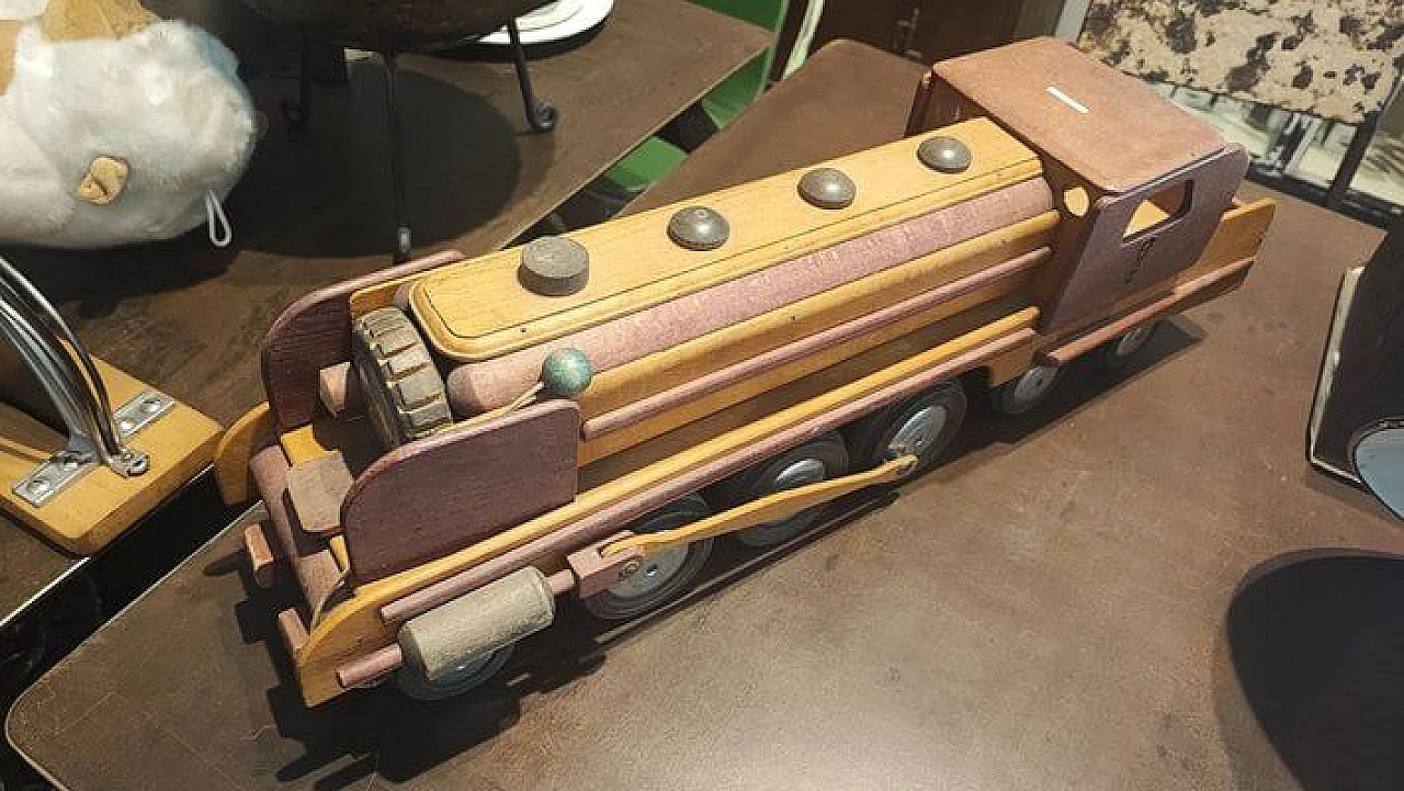 Trenino giocattolo in legno di Dejou, anni '50 2