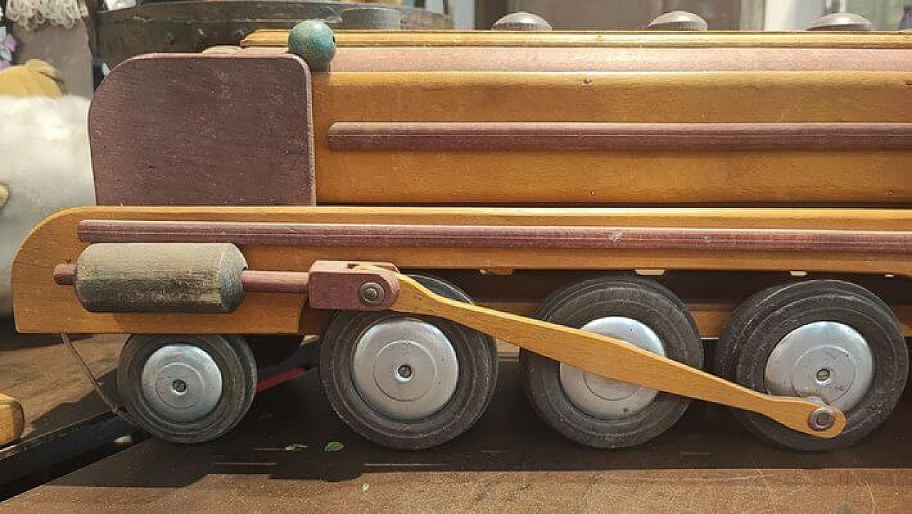 Trenino giocattolo in legno di Dejou, anni '50 3