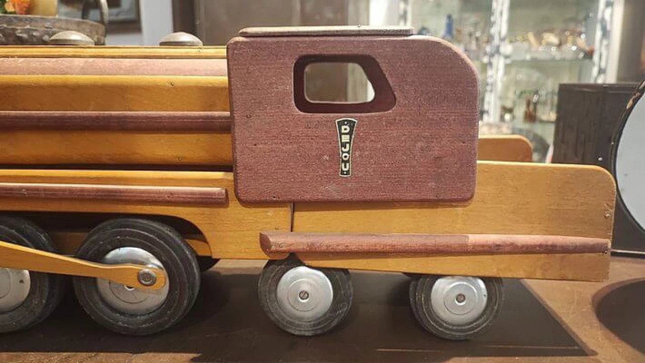 Trenino giocattolo in legno di Dejou, anni '50 5