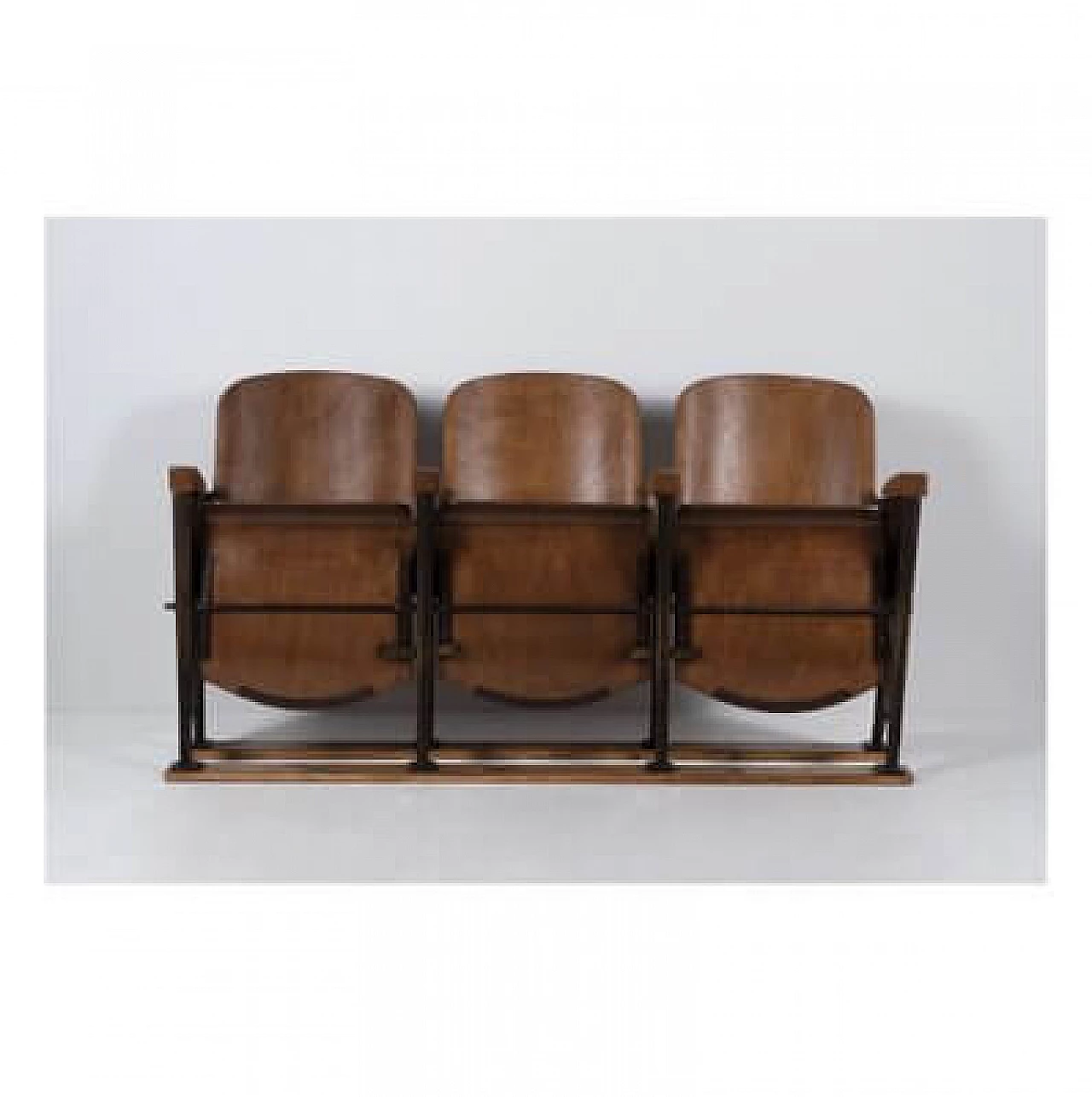 Three-seater row oak armchairs, 1940s 6