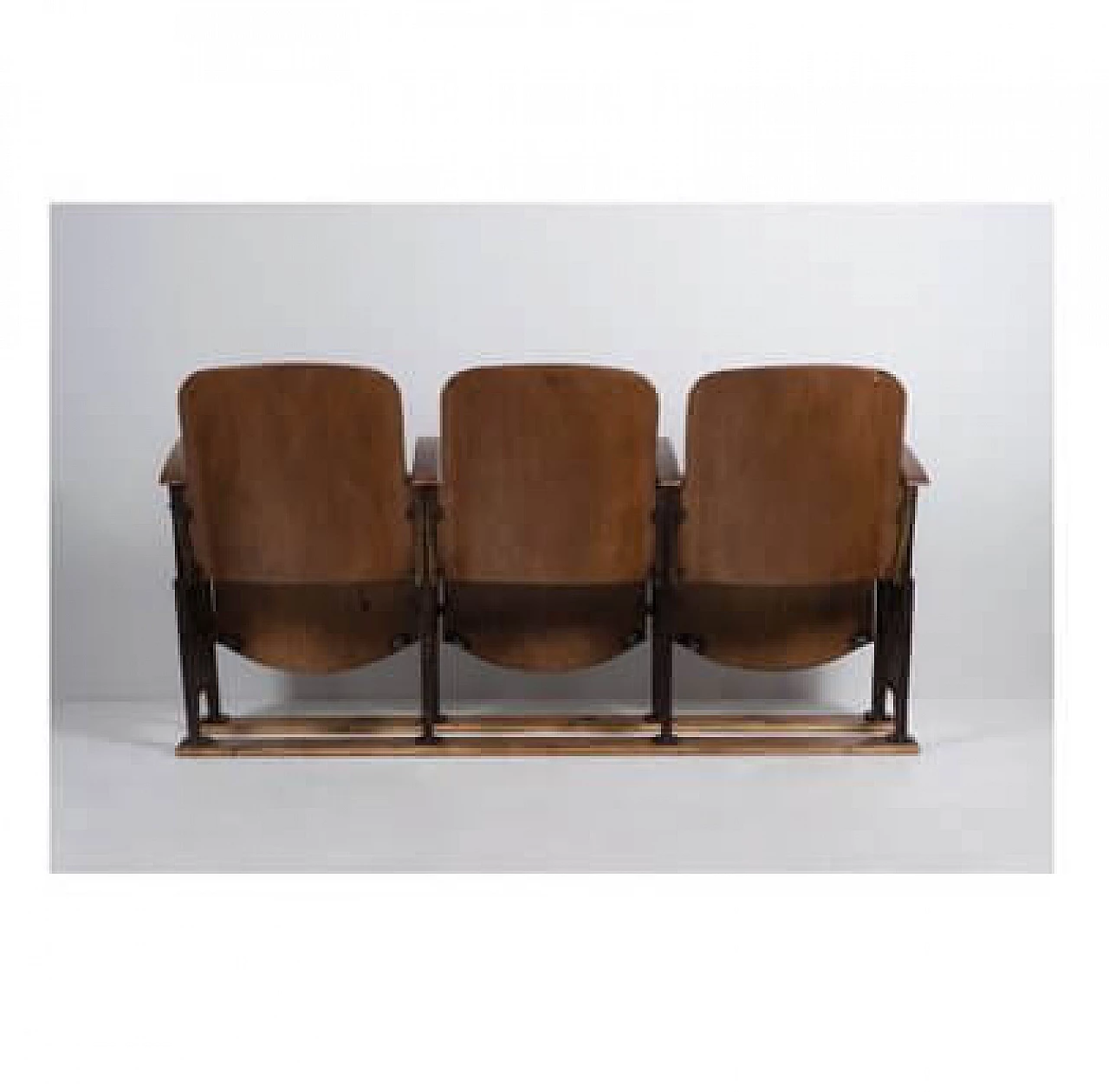 Three-seater row oak armchairs, 1940s 8