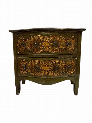 Model of lacquered and gilded wooden chest of drawers, 18th century