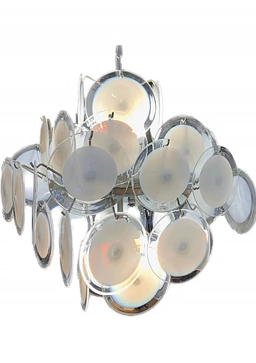 Chandelier with Murano glass disks by Vistosi, 1970s