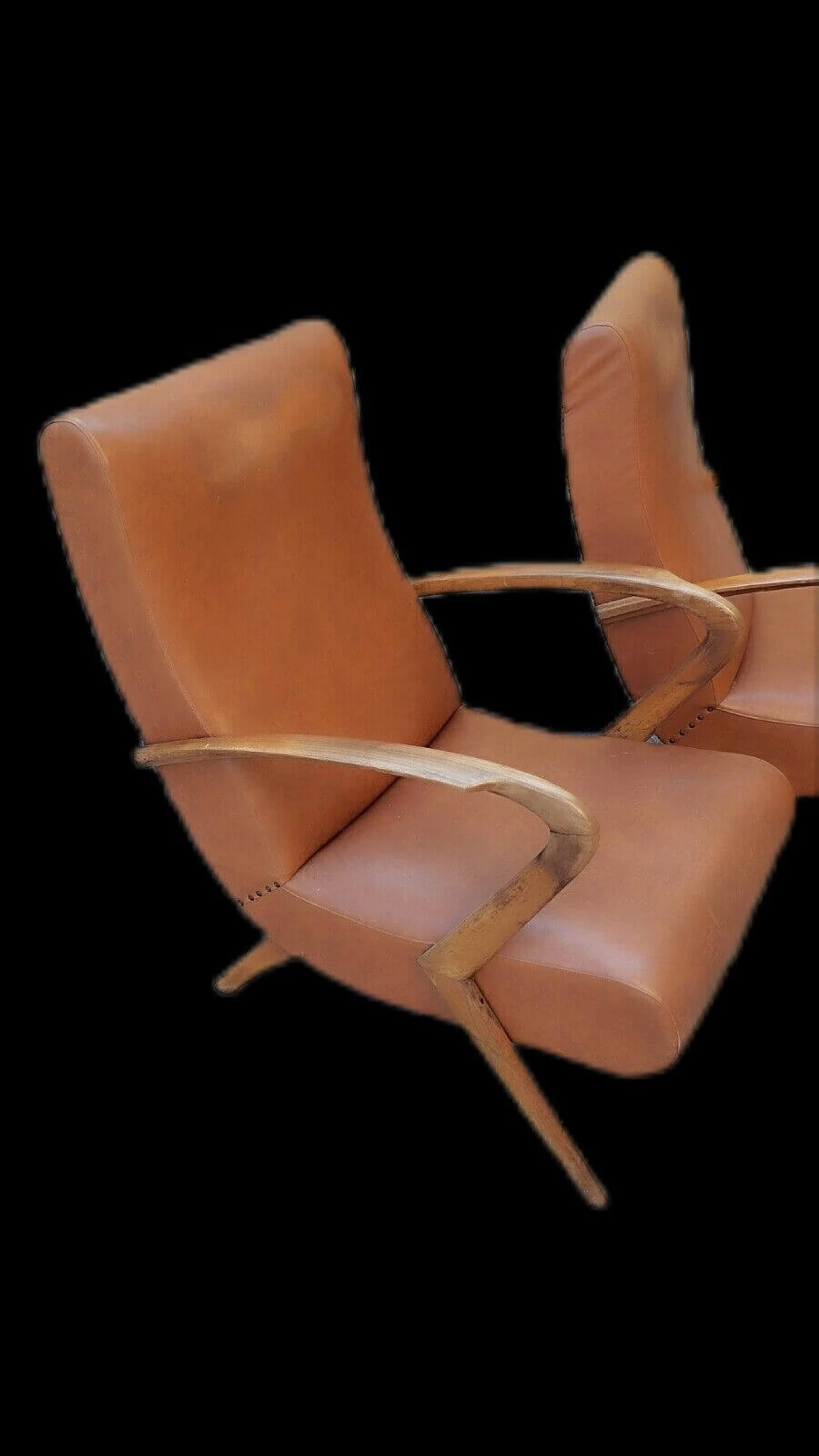 Pair of solid cherry wood armchairs attributed to Paolo Buffa, 1950s 2