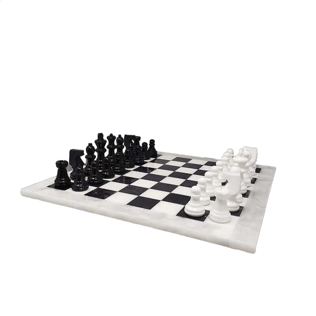 Black and white Volterra alabaster chesses, 1970s 12