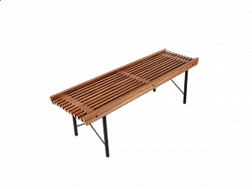 Panca in ferro verniciato nero e legno, anni '60