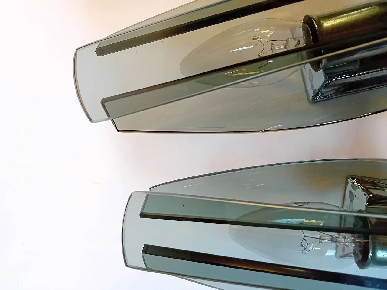 Pair of smoked glass wall sconces, 1970s 7