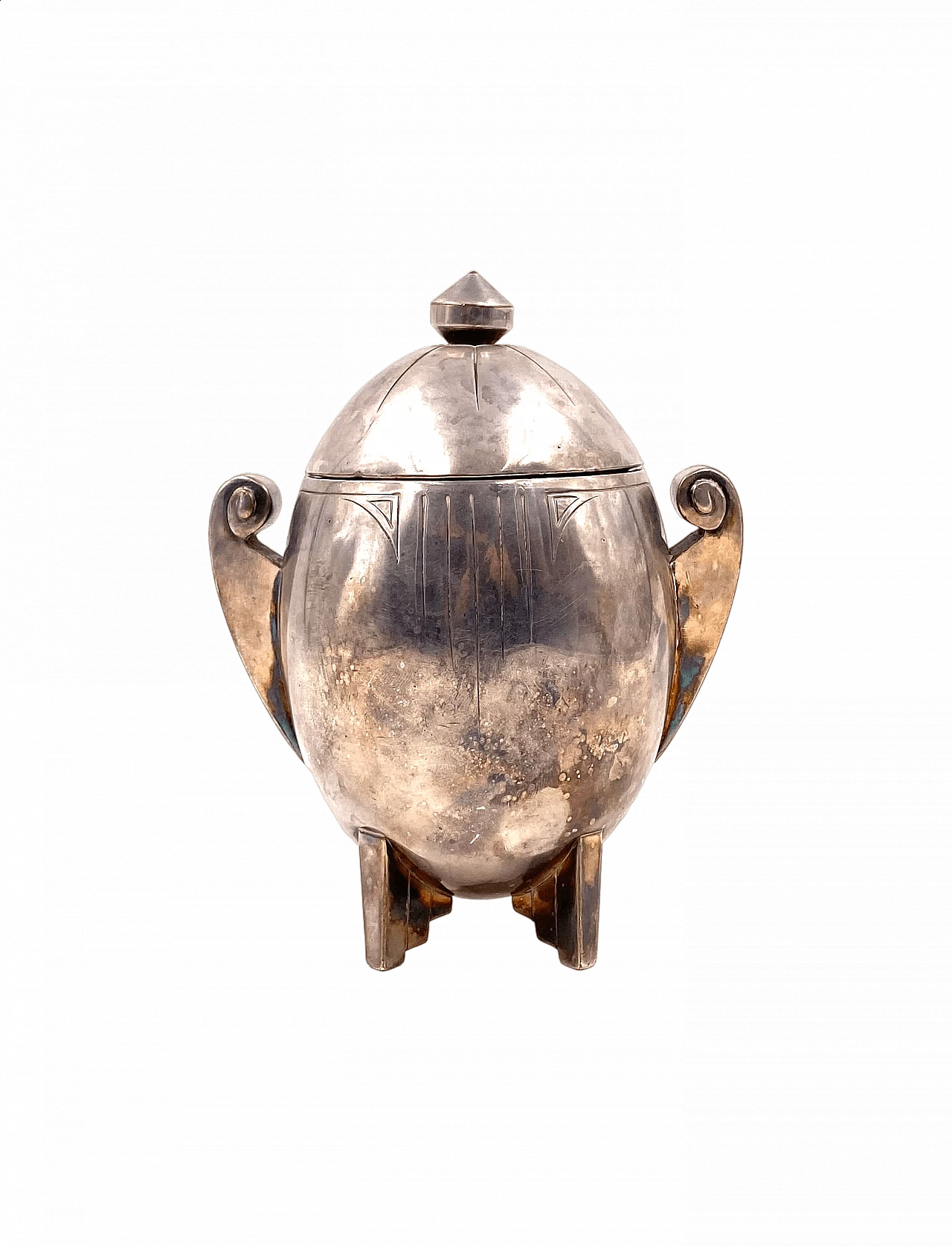 Art Deco sugar bowl in silver-plated metal, 1920s 15