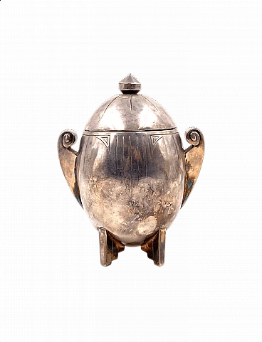 Art Deco sugar bowl in silver-plated metal, 1920s