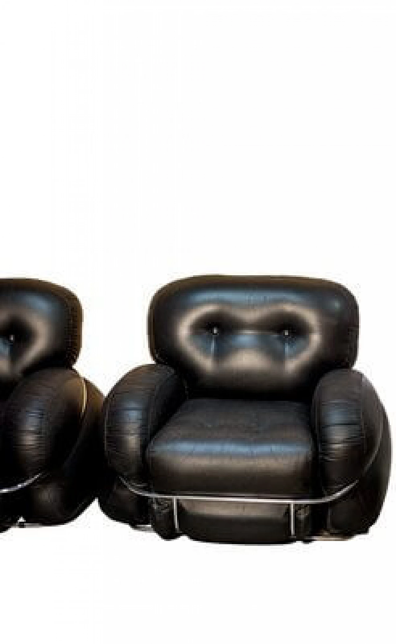 Pair of Okay armchairs in skai and steel by Adriano Piazzesi for Studio Tre D, 1970s 5