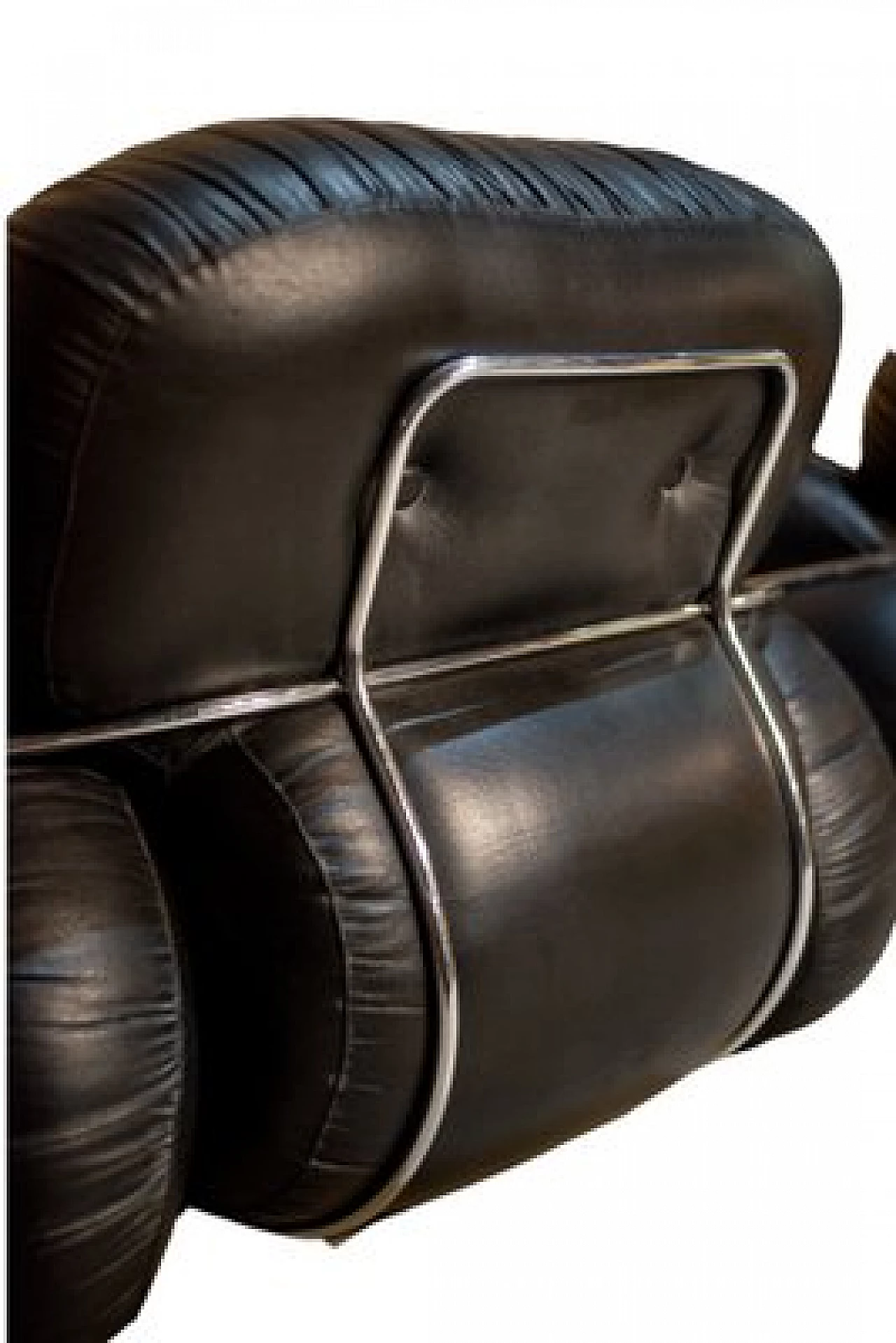 Pair of Okay armchairs in skai and steel by Adriano Piazzesi for Studio Tre D, 1970s 6