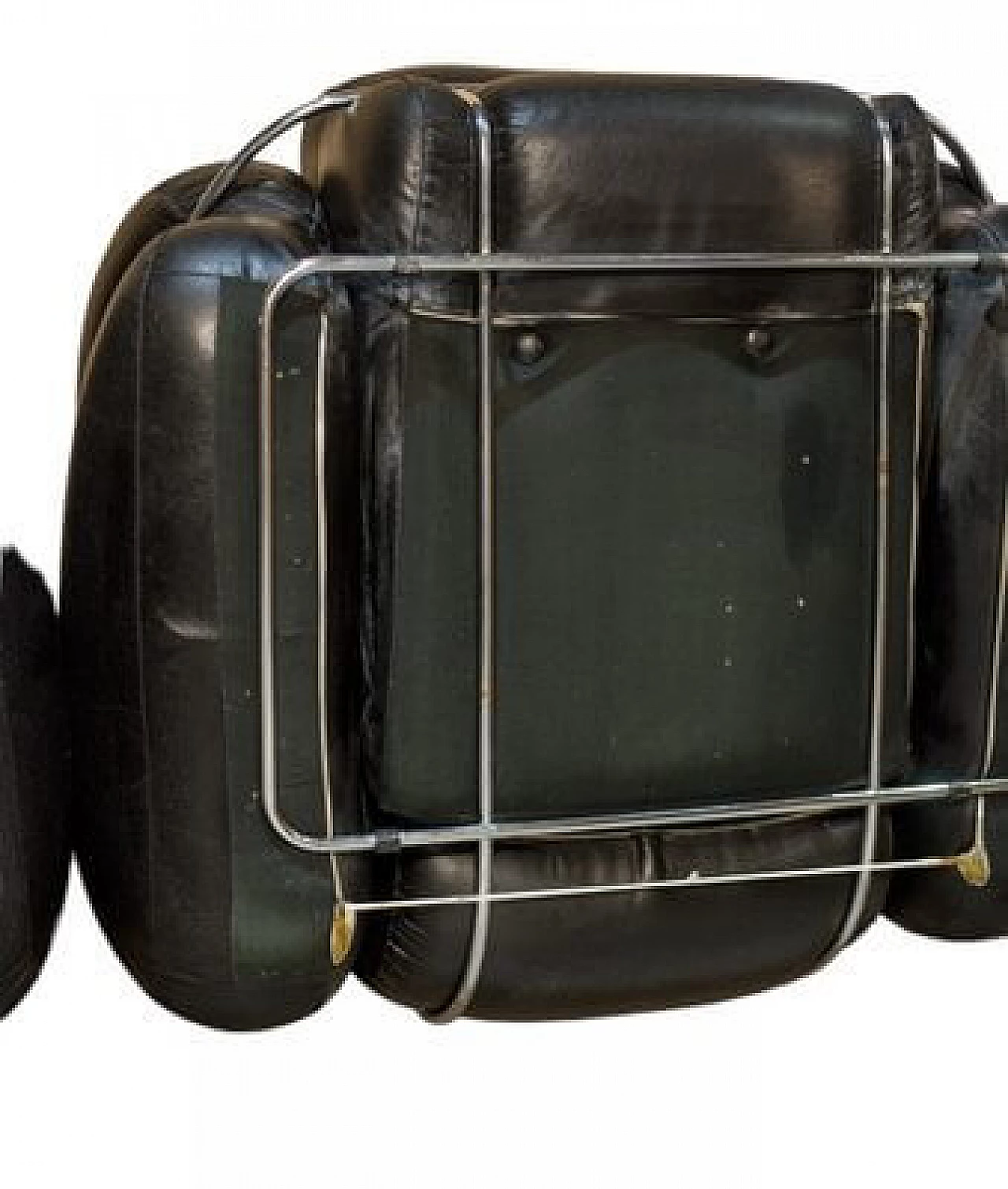 Pair of Okay armchairs in skai and steel by Adriano Piazzesi for Studio Tre D, 1970s 9