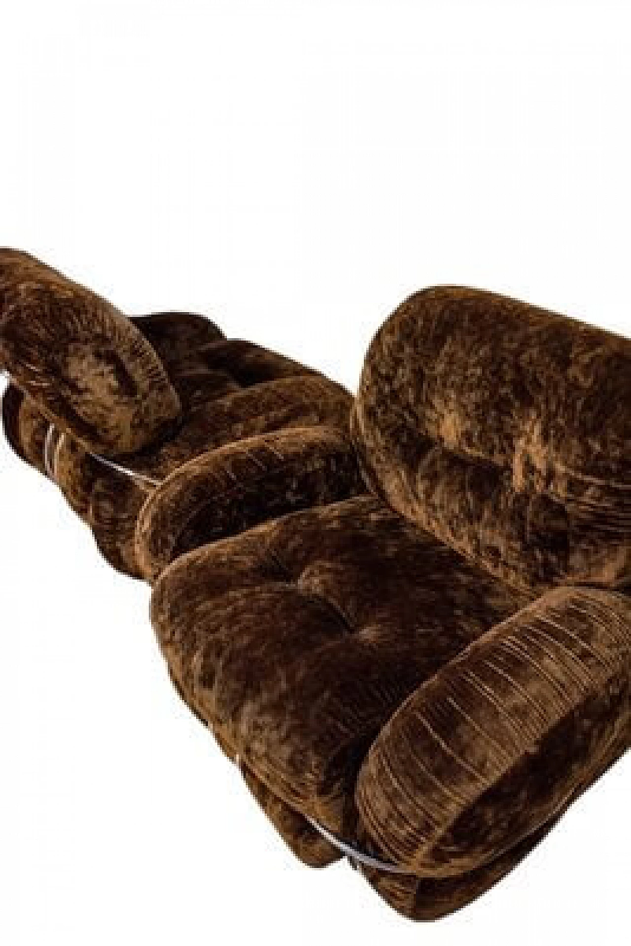 Pair of Okay armchairs in coffee-coloured velvet by Adriano Piazzesi, 1970s 3