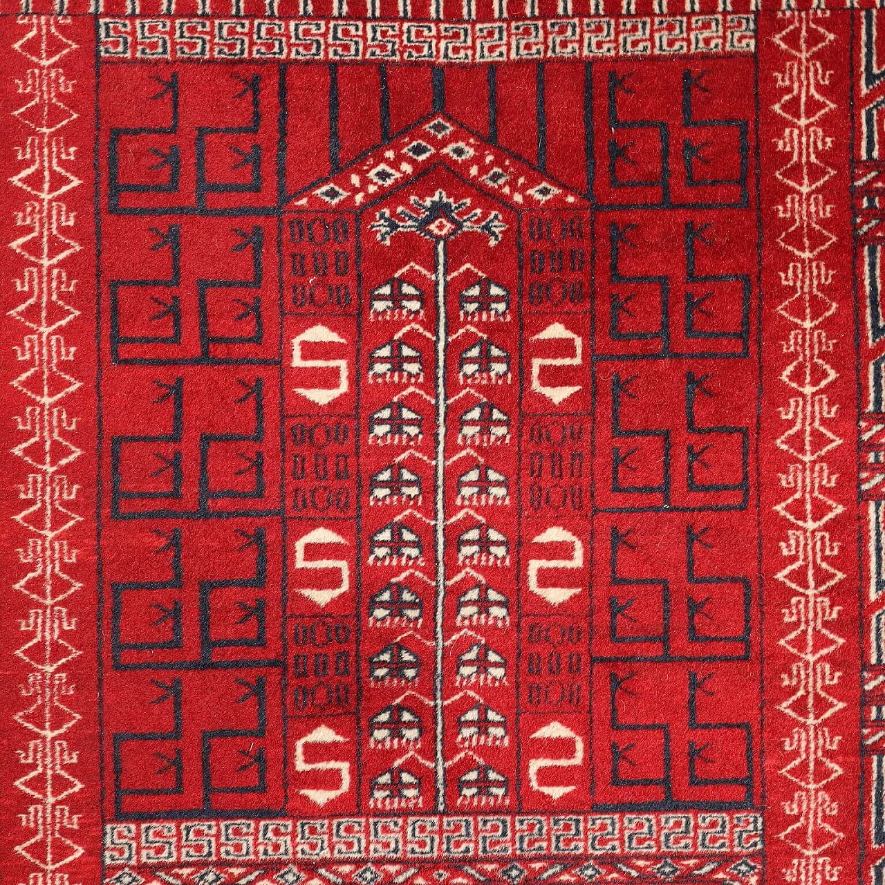Pakistani red wool and cotton Bukhara rug 3