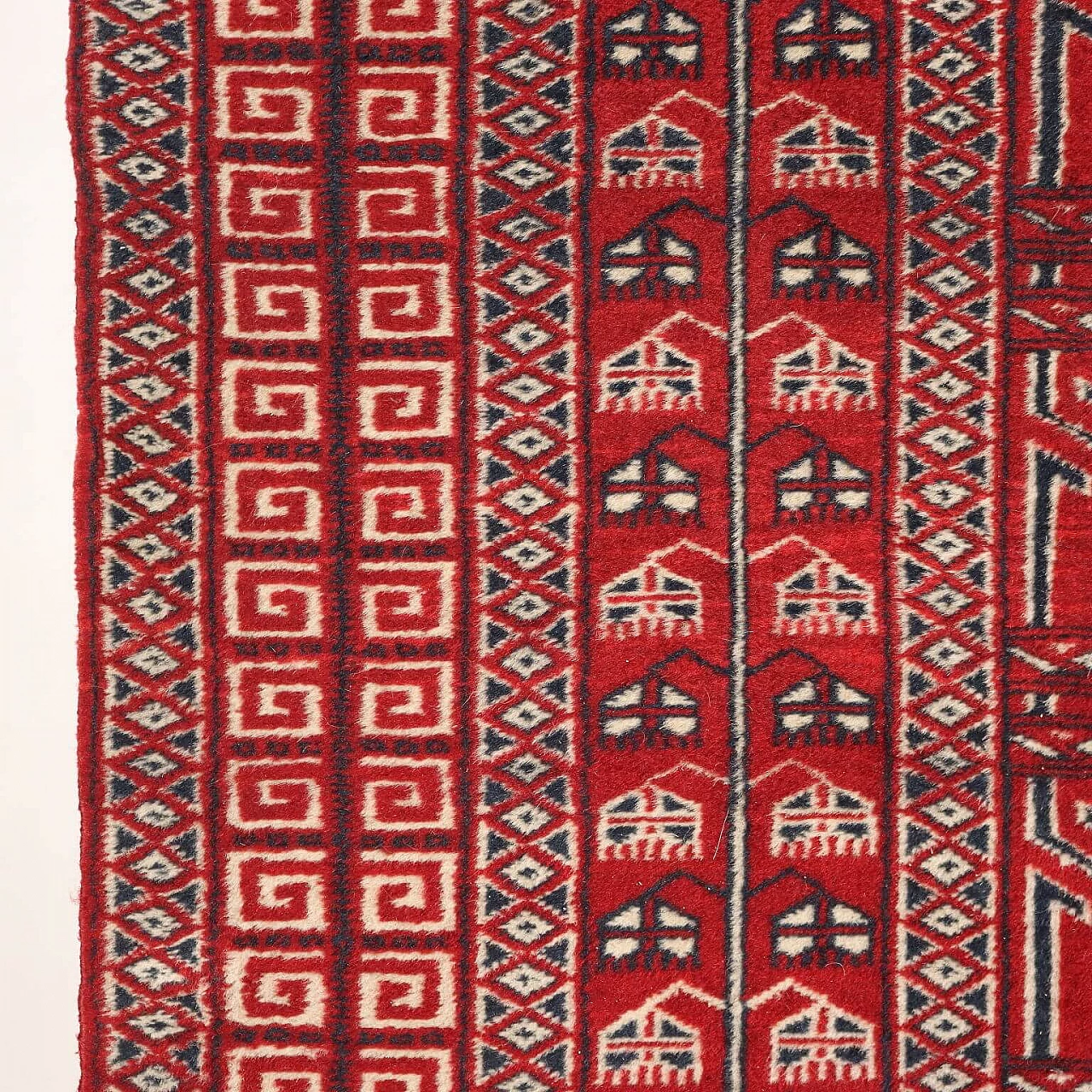 Pakistani red wool and cotton Bukhara rug 6