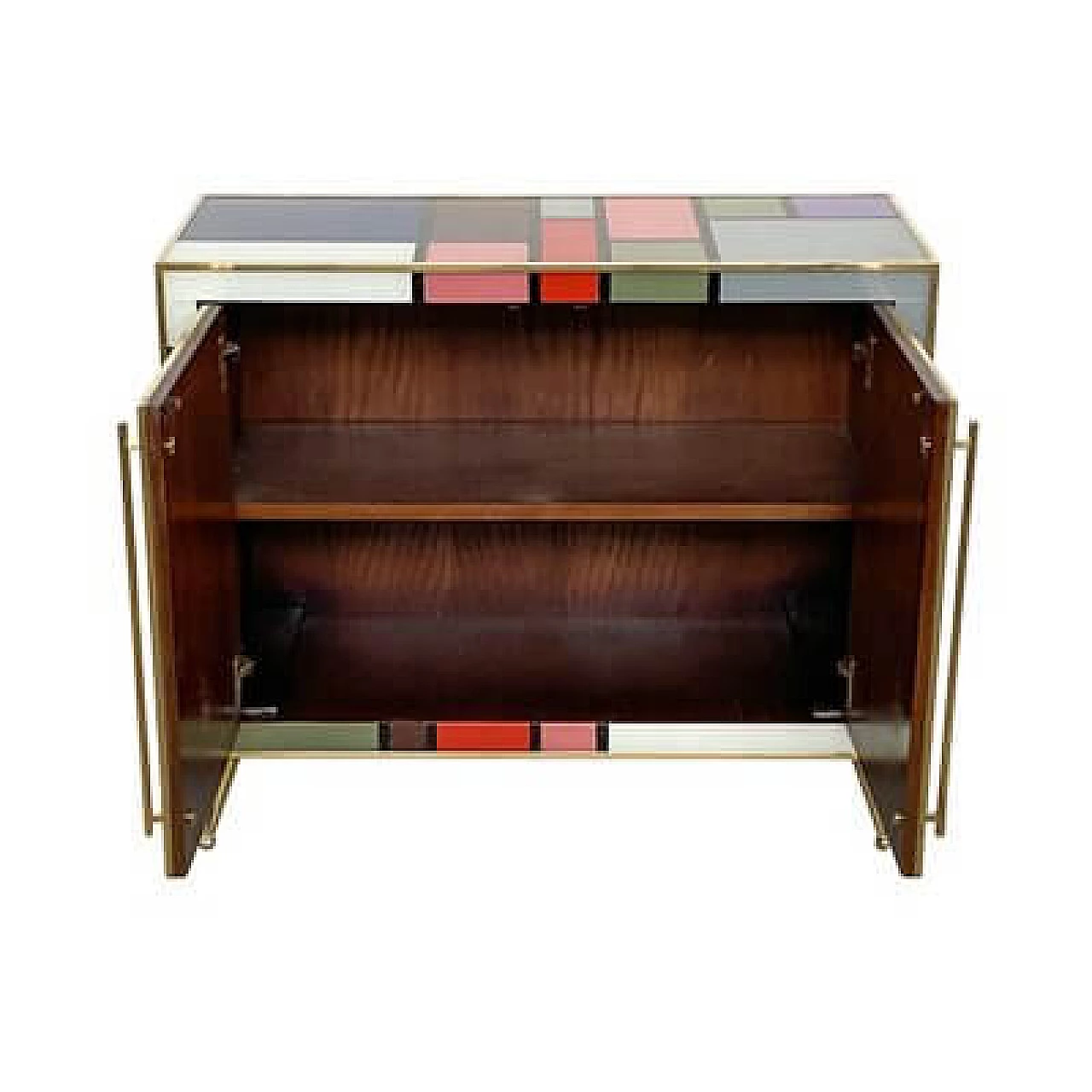 Sideboard with wooden frame and multicoloured Murano glass covering, 1980s 5