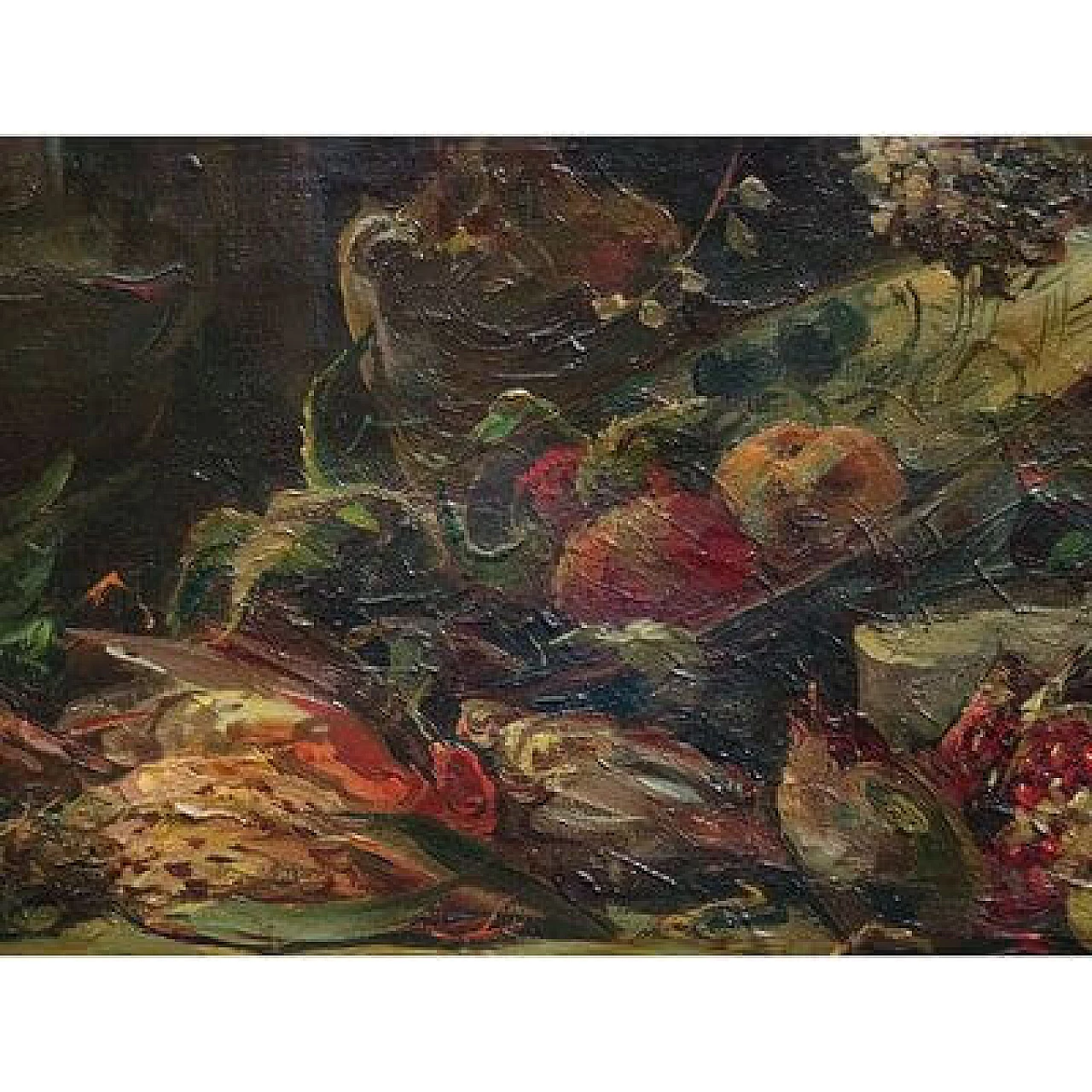 G. Zampogna, Natura morta di fiori e frutti, olio su tela, 1952 5