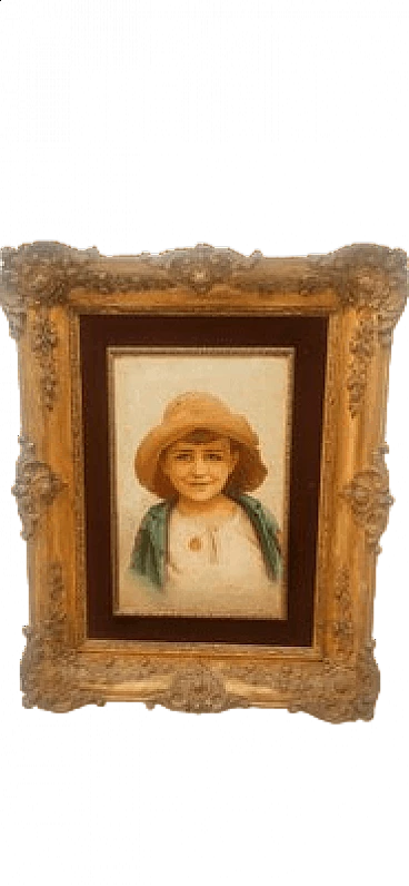 L. De Luca, ritratto di ragazza, dipinto a olio su tela, '800