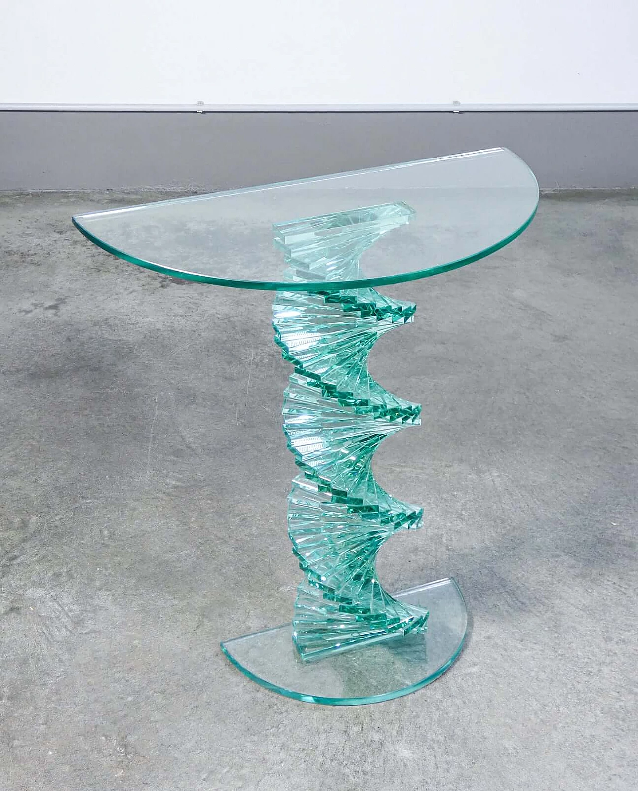 Glass console table with spiral base, 1970s 2