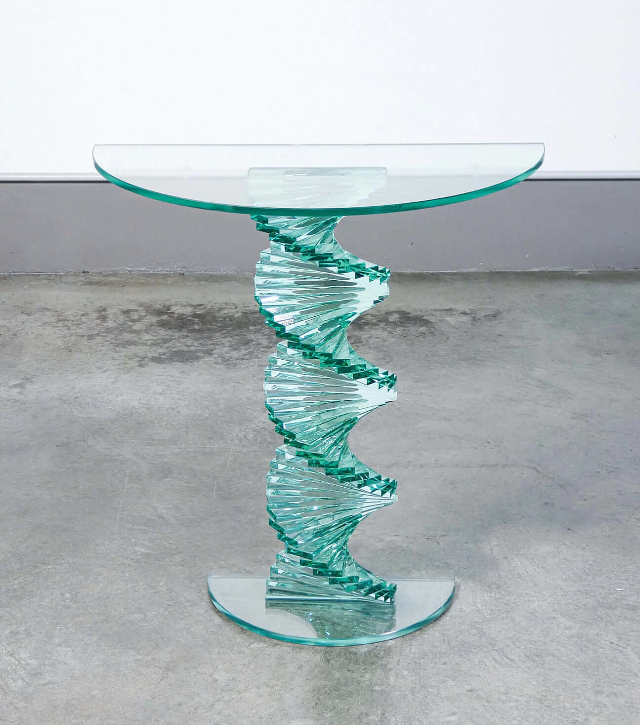 Glass console table with spiral base, 1970s 3