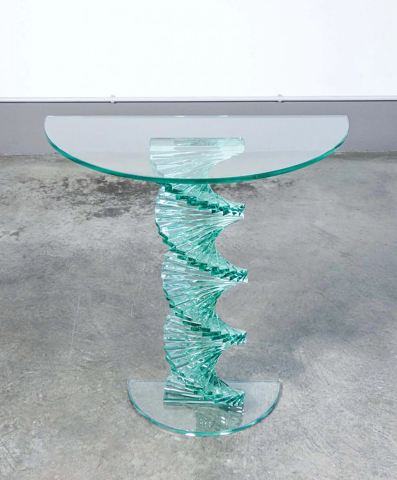 Glass console table with spiral base, 1970s 4