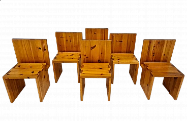 6 Stone pine chairs, 1980s