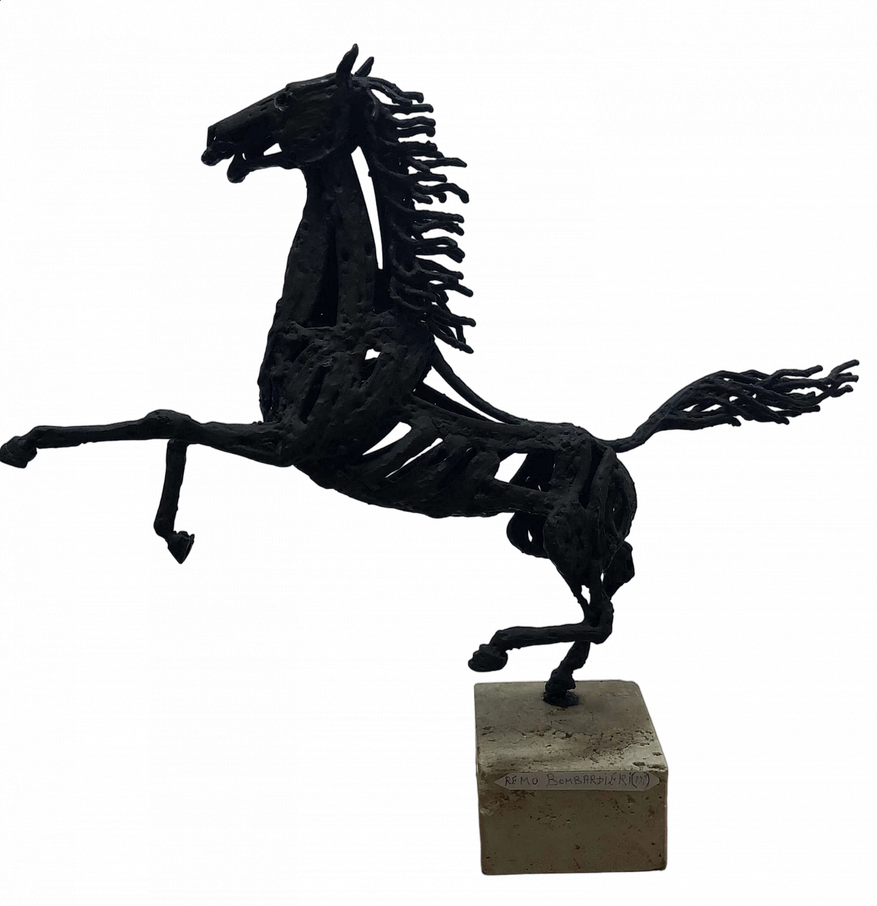 Remo Bombardieri, cavallo, scultura in bronzo, anni '70 4