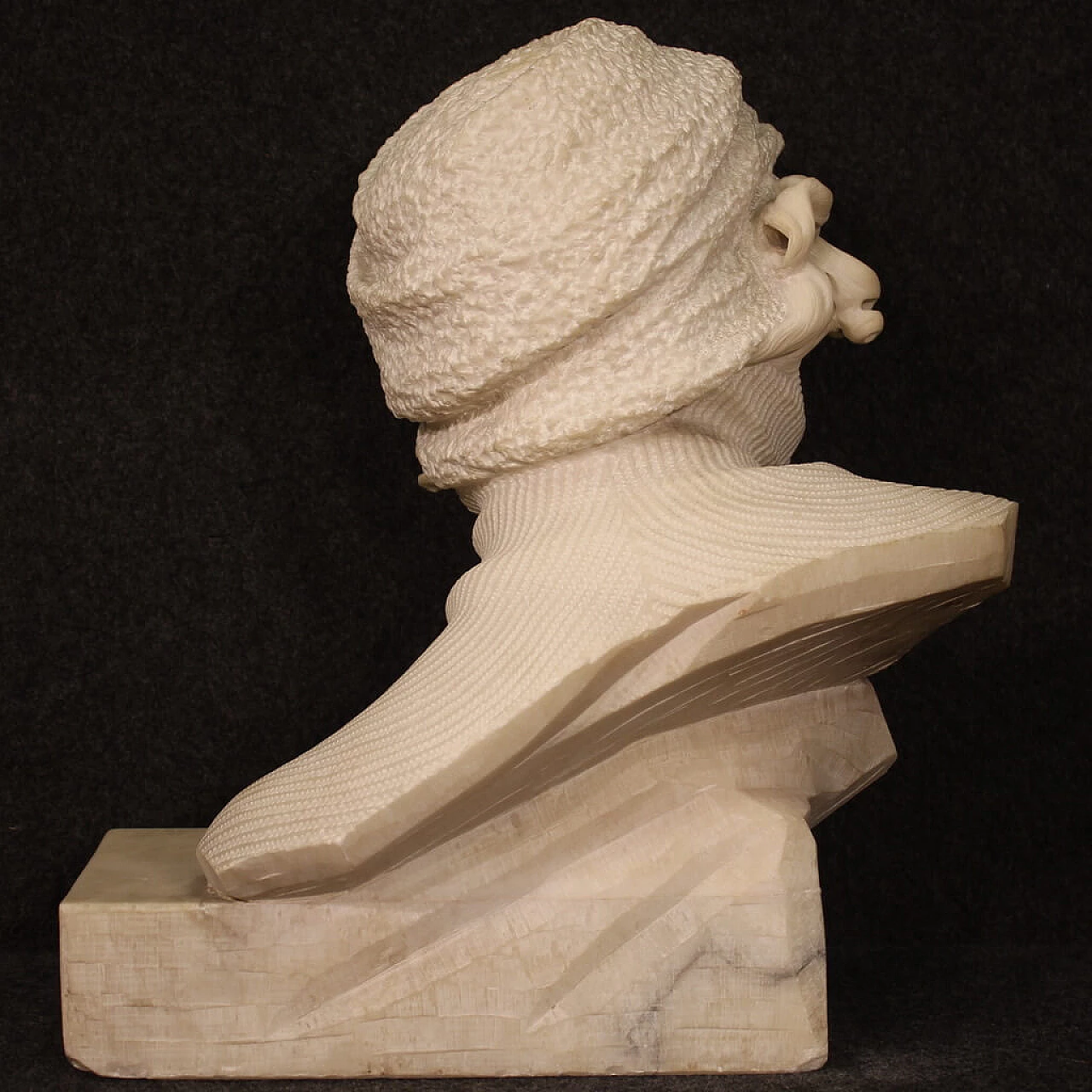 Marble sculpture of girl with hat and turtleneck 8