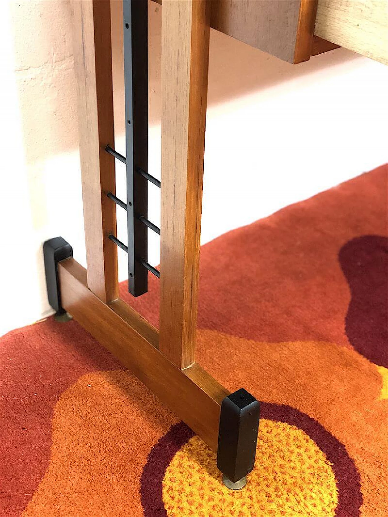 Two-bay teak bookcase with wooden and metal uprights, 1960s 11