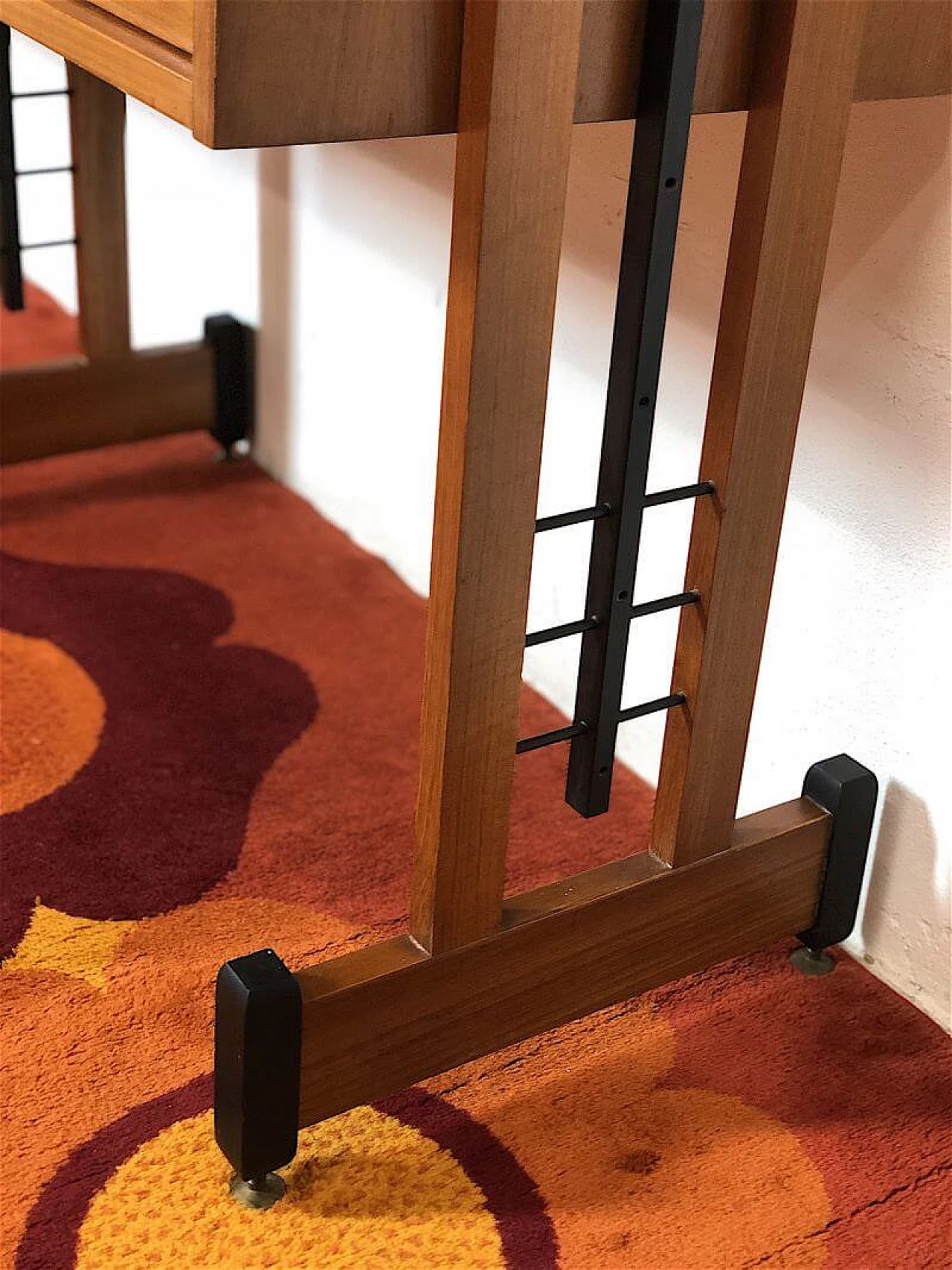 Two-bay teak bookcase with wooden and metal uprights, 1960s 13