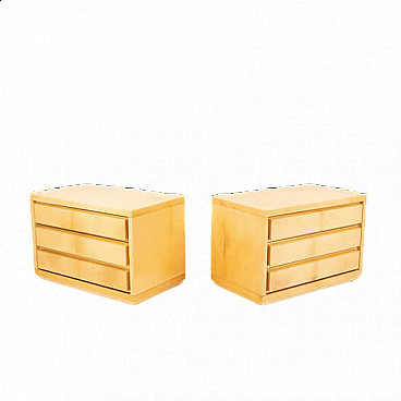 Pair of parchment bedside tables by Aldo Tura for Tura Milano, 1960s