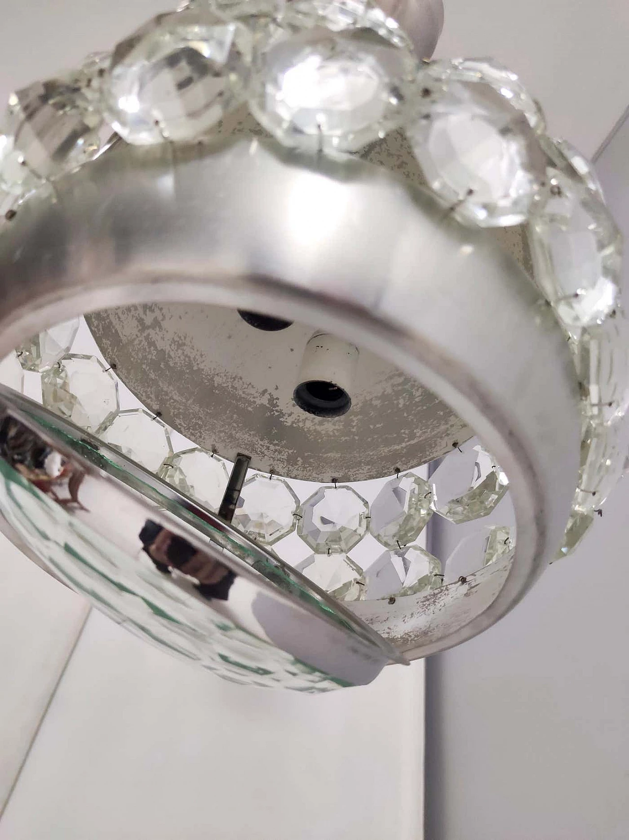 Aluminium, crystal and glass pendant lamp by Pia Guidetti Crippa for Lumi, 1970s 4