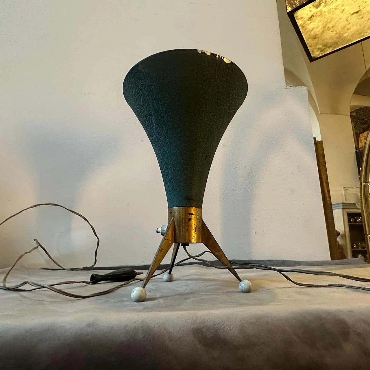 Sputnik brass table lamp in Stilnovo style, 1950s 2