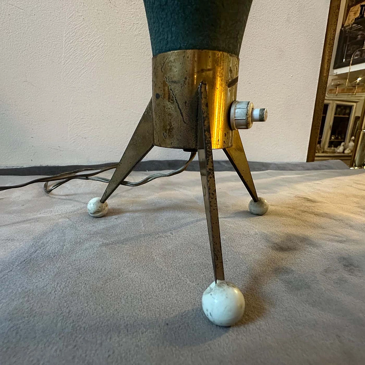 Sputnik brass table lamp in Stilnovo style, 1950s 4